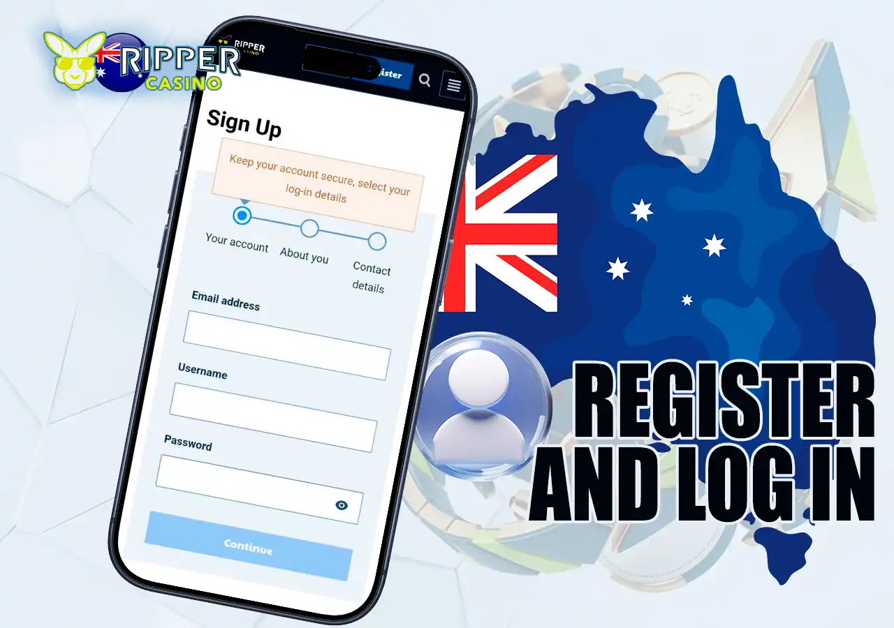 Step-by-step registration and secure account login at Ripper Casino.