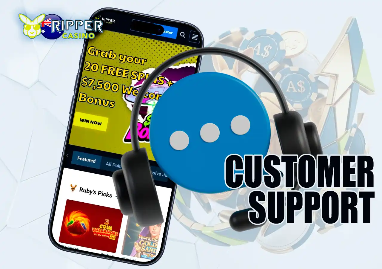 Contact Ripper Casino professional customer support via 24/7 live chat.